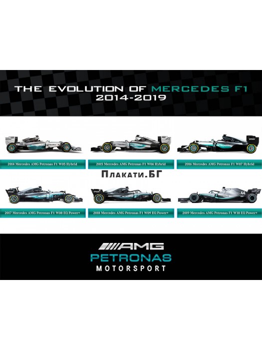 Мерцедес AMG F1 2014-2019  - автомобилен плакат (постер)